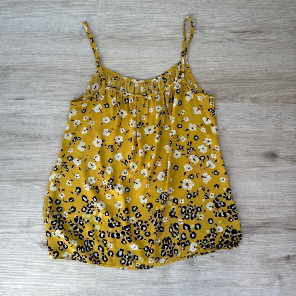 CAbi 5735 Couple Cami Tank Top Yellow Floral Leopard Print Blouse Size Medium - Picture 3 of 5